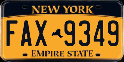 NY license plate FAX9349