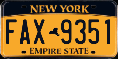 NY license plate FAX9351