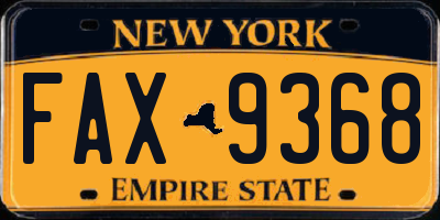 NY license plate FAX9368