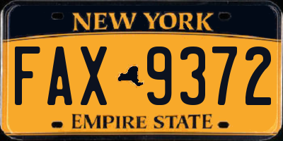 NY license plate FAX9372