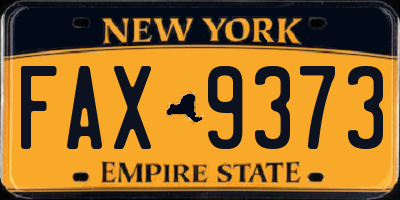 NY license plate FAX9373