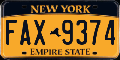 NY license plate FAX9374