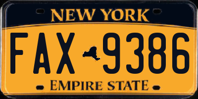 NY license plate FAX9386