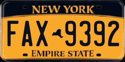 NY license plate FAX9392