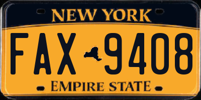 NY license plate FAX9408