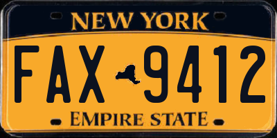 NY license plate FAX9412