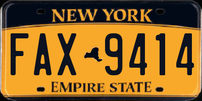 NY license plate FAX9414