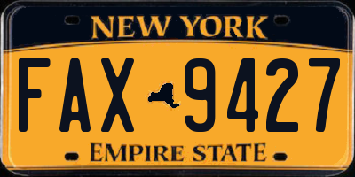 NY license plate FAX9427