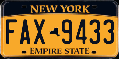 NY license plate FAX9433
