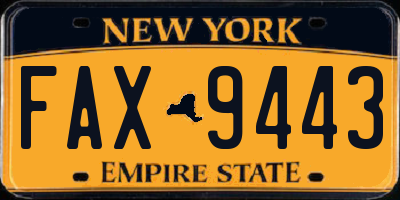 NY license plate FAX9443