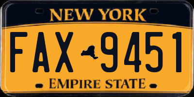 NY license plate FAX9451