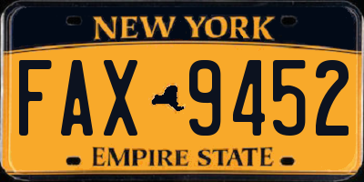 NY license plate FAX9452