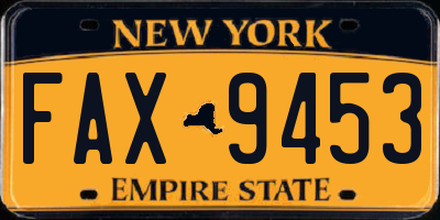 NY license plate FAX9453