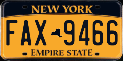 NY license plate FAX9466