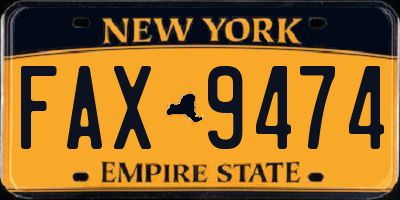 NY license plate FAX9474