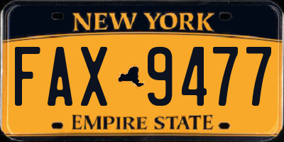 NY license plate FAX9477