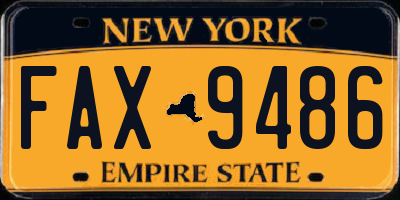 NY license plate FAX9486