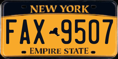 NY license plate FAX9507