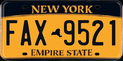 NY license plate FAX9521