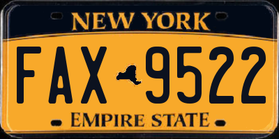 NY license plate FAX9522