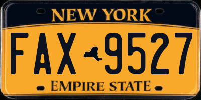 NY license plate FAX9527