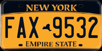 NY license plate FAX9532