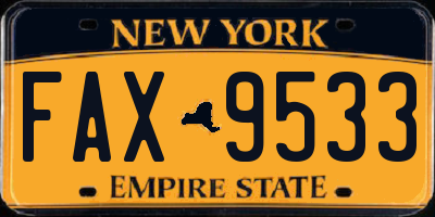 NY license plate FAX9533