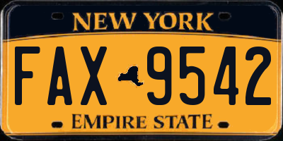 NY license plate FAX9542