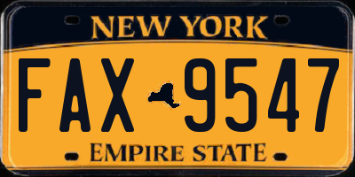 NY license plate FAX9547