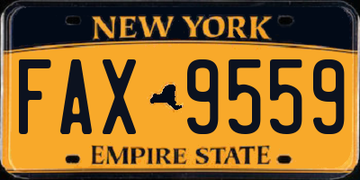 NY license plate FAX9559