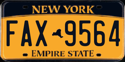 NY license plate FAX9564