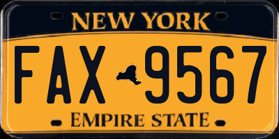 NY license plate FAX9567