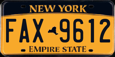 NY license plate FAX9612