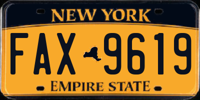 NY license plate FAX9619