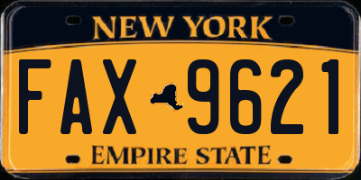 NY license plate FAX9621
