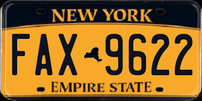NY license plate FAX9622