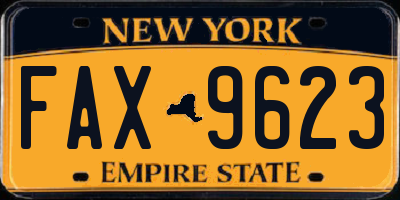 NY license plate FAX9623