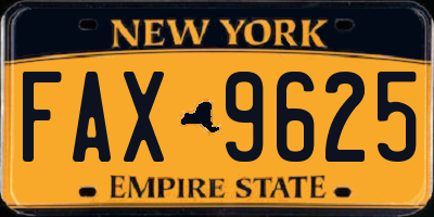 NY license plate FAX9625