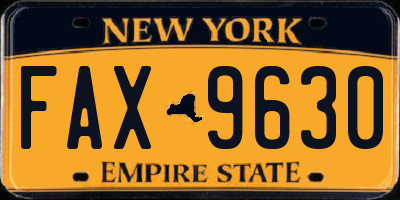 NY license plate FAX9630