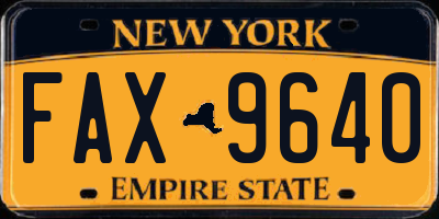 NY license plate FAX9640