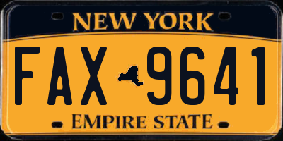 NY license plate FAX9641