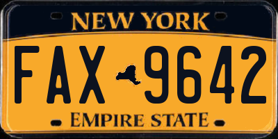 NY license plate FAX9642