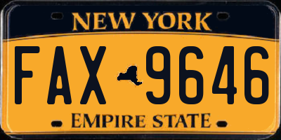 NY license plate FAX9646