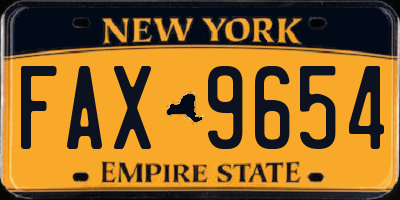 NY license plate FAX9654