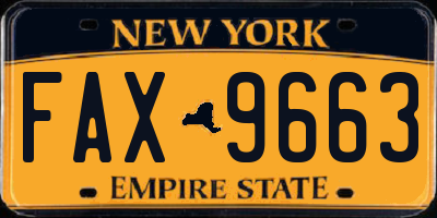 NY license plate FAX9663