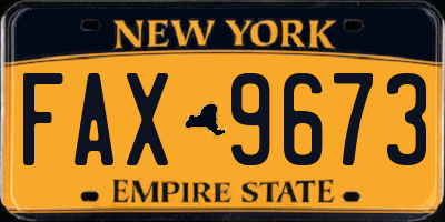 NY license plate FAX9673