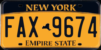 NY license plate FAX9674