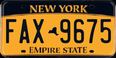 NY license plate FAX9675