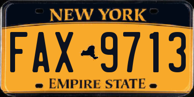 NY license plate FAX9713