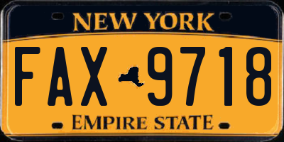 NY license plate FAX9718